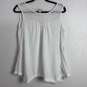 ⭐️Style & Co. White Crochet Detail‎ Tank Top Size Medium